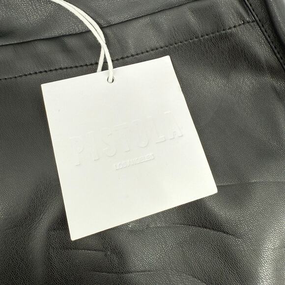 Pistola Pants SZ 24W Tammy High Waist Button Fly Black Faux Leather Trousers NWT - Picture 8 of 16